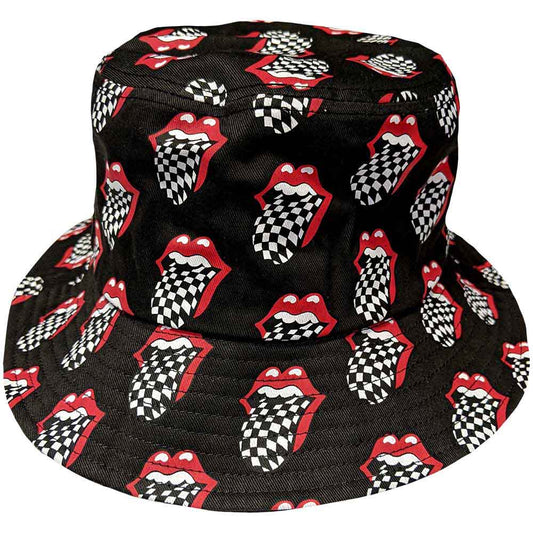The Rolling Stones Checker Tongue Pattern Bucket Hat