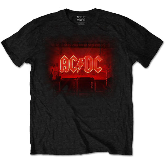 AC/DC UNISEX T-SHIRT: DARK STAGE/TRACK LIST (BACK PRINT)