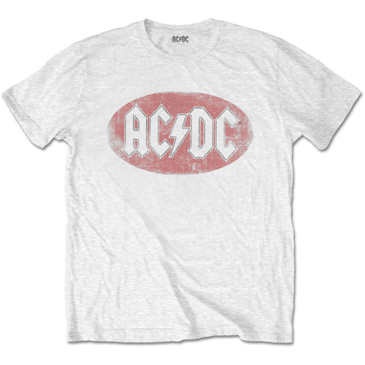 AC/DC UNISEX T-SHIRT: OVAL LOGO VINTAGE