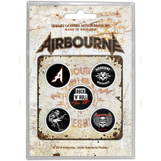 AIRBOURNE BUTTON BADGE PACK: BONESHAKER