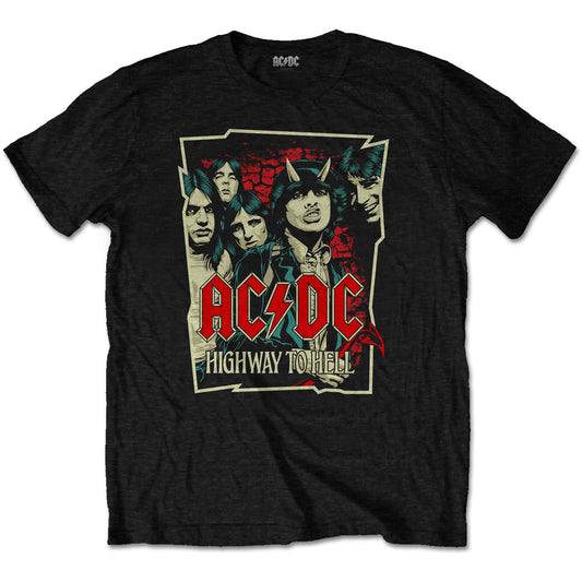 AC/DC UNISEX T-SHIRT: HIGHWAY TO HELL SKETCH