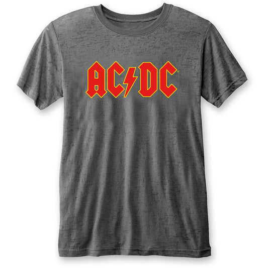 AC/DC UNISEX T-SHIRT: LOGO (BURNOUT)