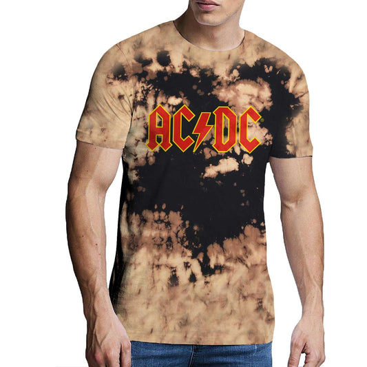 AC/DC UNISEX T-SHIRT: LOGO (DIP-DYE)