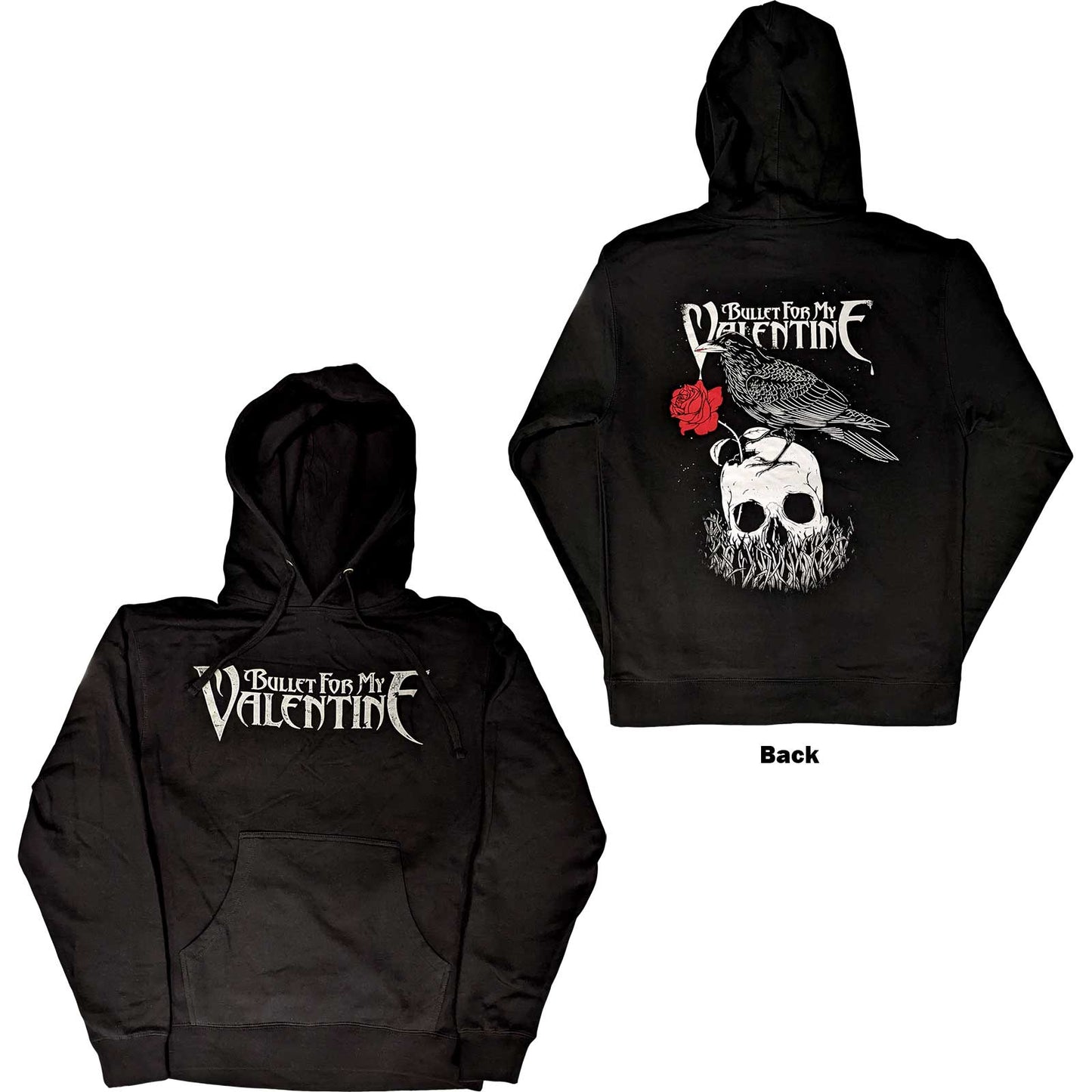 BULLET FOR MY VALENTINE UNISEX PULLOVER HOODIE: LOGO & RAVEN