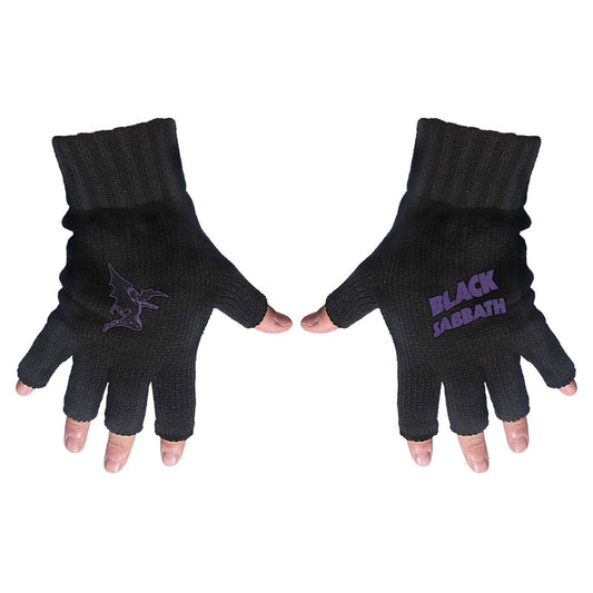 Black Sabbath 'Purple Logo & Devil' design Fingerless Gloves