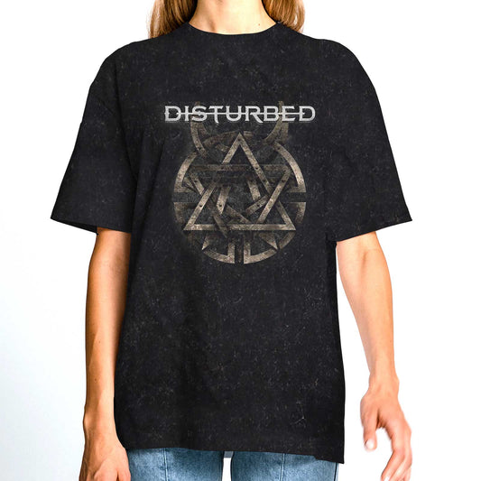 DISTURBED UNISEX T-SHIRT: RIVETED (DIP-DYE)