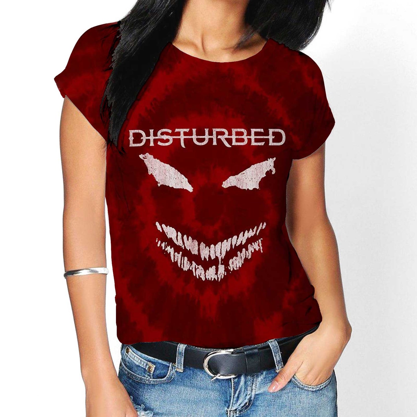 DISTURBED UNISEX T-SHIRT: SCARY FACE (DIP-DYE)