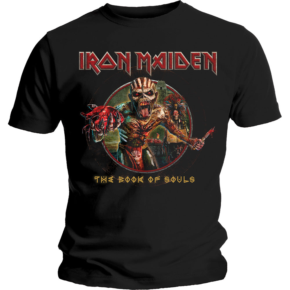 IRON MAIDEN UNISEX T-SHIRT: BOOK OF SOULS EDDIE CIRCLE