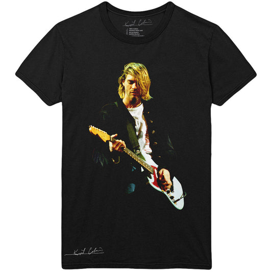 KURT COBAIN UNISEX T-SHIRT: GUITAR PHOTO COLOUR