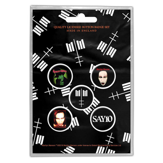 MARILYN MANSON BUTTON BADGE PACK: CROSS LOGO