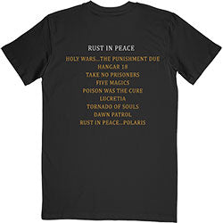 MEGADETH UNISEX T-SHIRT: RUST IN PEACE TRACK LIST