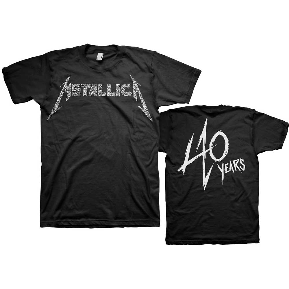 METALLICA UNISEX T-SHIRT: 40TH ANNIVERSARY SONGS LOGO