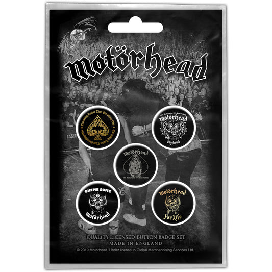 MOTORHEAD BUTTON BADGE PACK: CLEAN YOUR CLOCK
