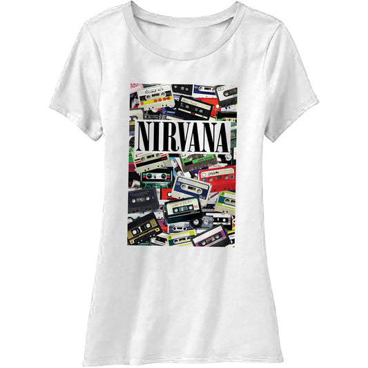 NIRVANA LADIES T-SHIRT: CASSETTES