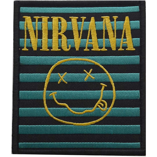 NIRVANA STANDARD PATCH: LOGO & HAPPY FACE STRIPES