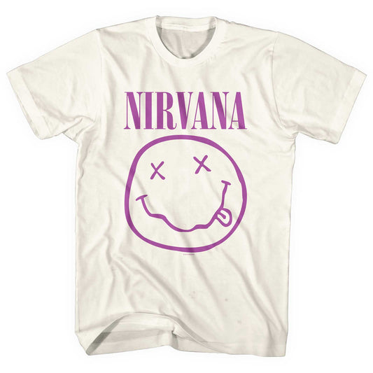 NIRVANA UNISEX T-SHIRT: PURPLE HAPPY FACE