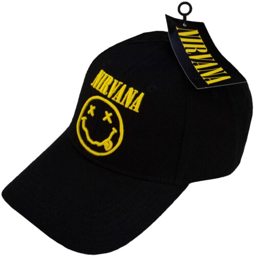 NIRVANA UNISEX BASEBALL CAP: LOGO & HAPPY FACE