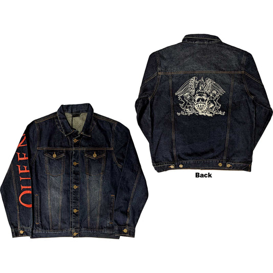 QUEEN UNISEX DENIM JACKET: WHITE CREST