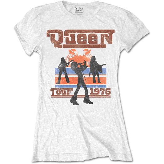 QUEEN LADIES T-SHIRT: 1976 TOUR SILHOUETTES