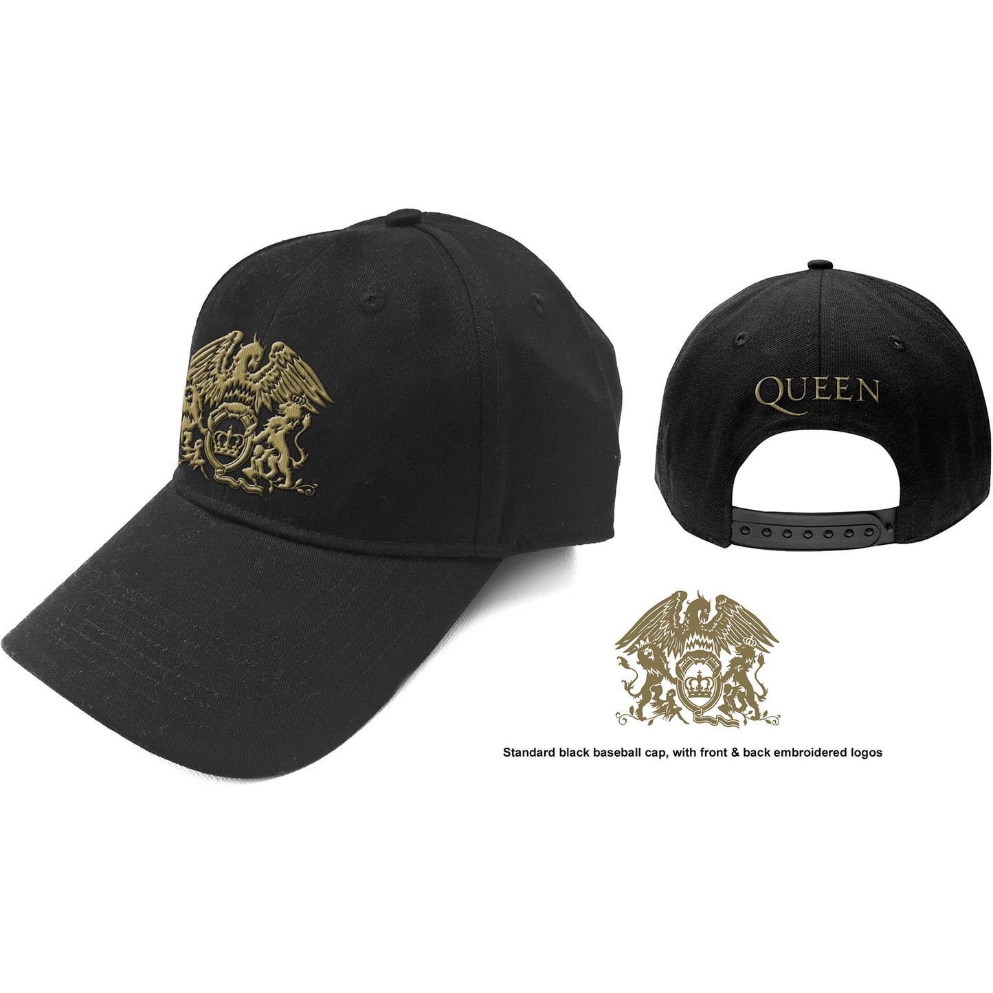 QUEEN UNISEX BASEBALL CAP: GOLD CLASSIC CREST