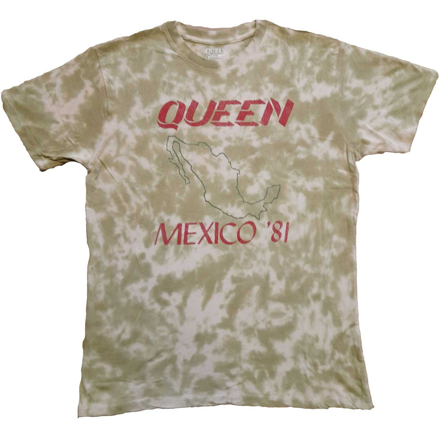 QUEEN UNISEX T-SHIRT: MEXICO '81 (DYE-WASH)