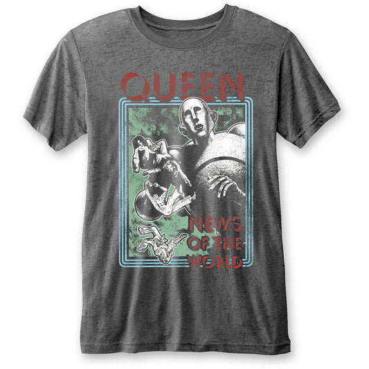 QUEEN UNISEX T-SHIRT: NEWS OF THE WORLD (BURNOUT)