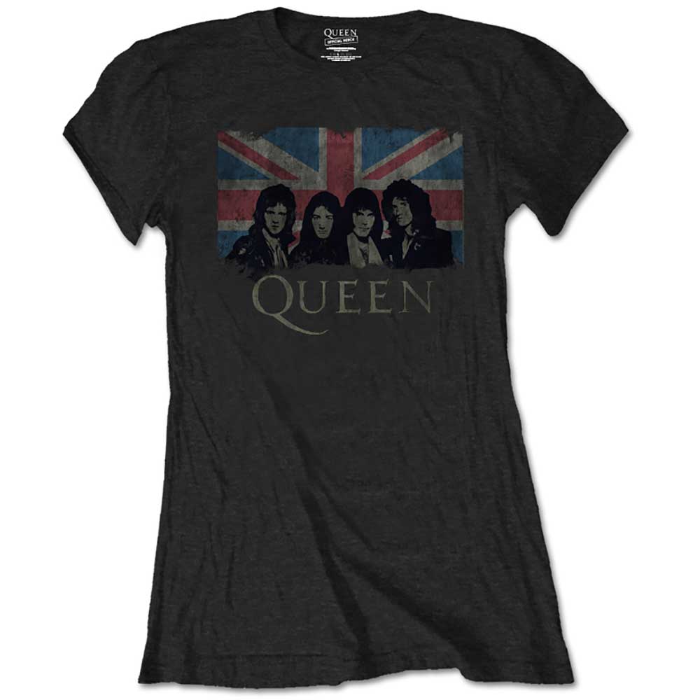 QUEEN LADIES T-SHIRT: UNION JACK VINTAGE