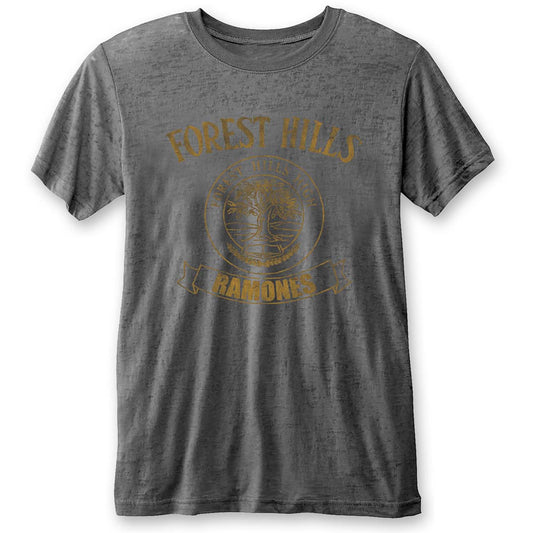RAMONES UNISEX T-SHIRT: FOREST HILLS (BURNOUT)