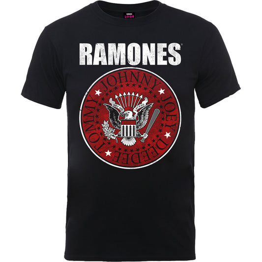 RAMONES UNISEX T-SHIRT: RED FILL SEAL