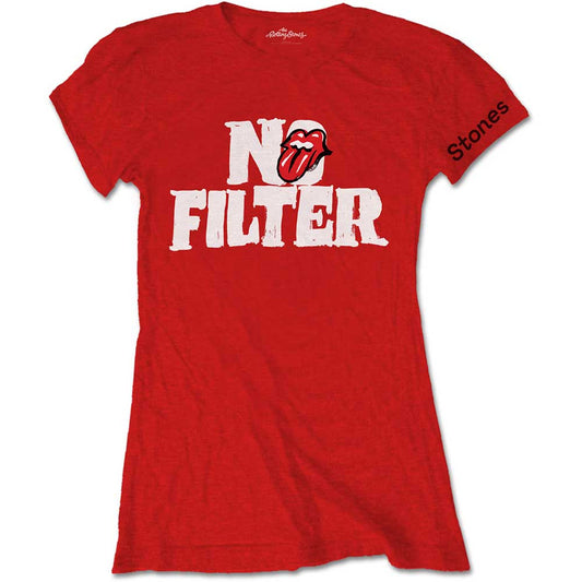 THE ROLLING STONES LADIES T-SHIRT: NO FILTER HEADER LOGO