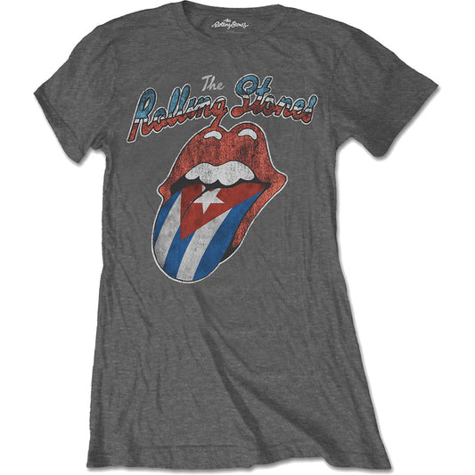 THE ROLLING STONES LADIES T-SHIRT: ROCKS OFF CUBA