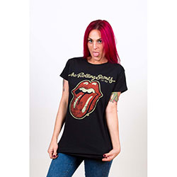 THE ROLLING STONES LADIES T-SHIRT: PLASTERED TONGUE