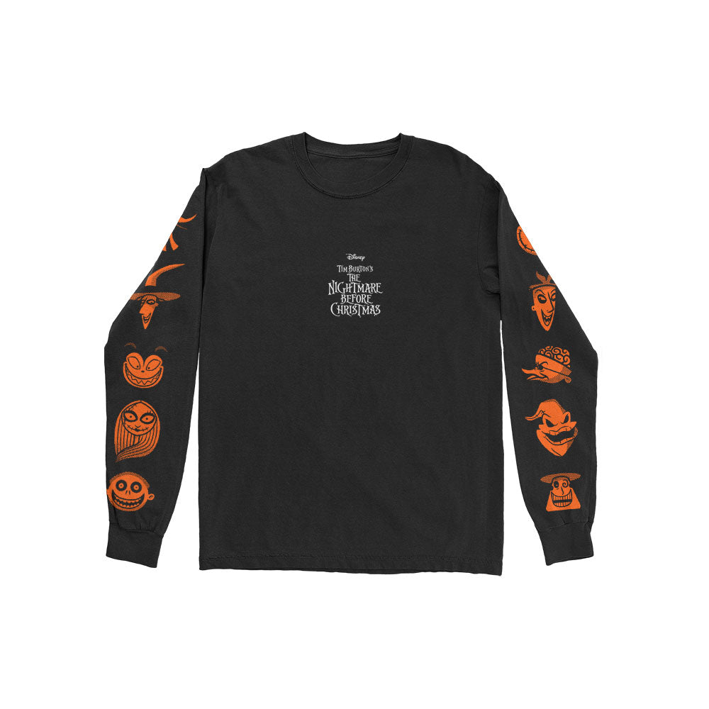 DISNEY UNISEX LONG SLEEVED T-SHIRT: THE NIGHTMARE BEFORE CHRISTMAS ALL CHARACTERS ORANGE