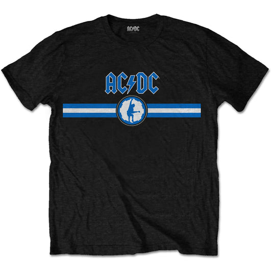 AC/DC UNISEX T-SHIRT: BLUE LOGO & STRIPE