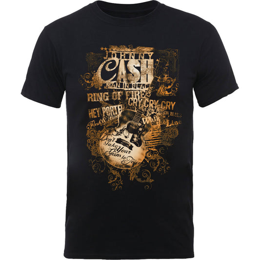 JOHNNY CASH UNISEX T-SHIRT: GUITAR SONG TITLES