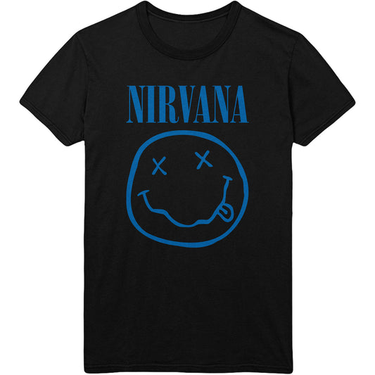NIRVANA UNISEX T-SHIRT: BLUE HAPPY FACE