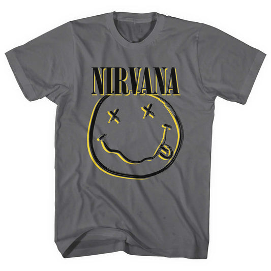 NIRVANA UNISEX T-SHIRT: INVERSE HAPPY FACE