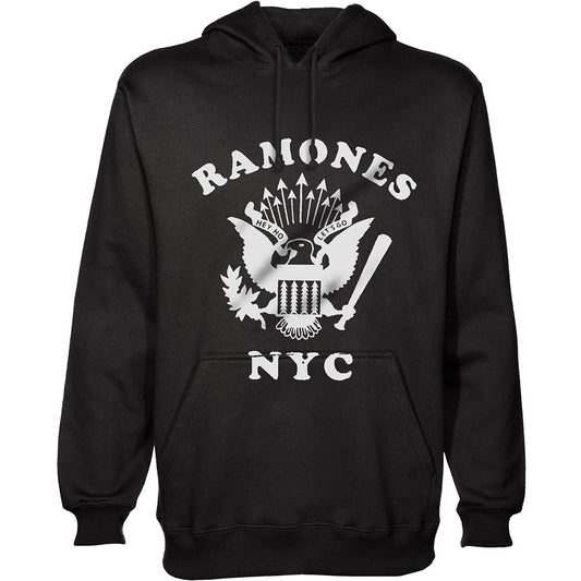 RAMONES UNISEX PULLOVER HOODIE: RETRO EAGLE NEW YORK CITY