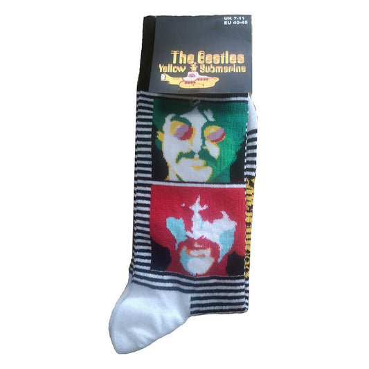 THE BEATLES UNISEX ANKLE SOCKS: YELLOW SUBMARINE SEA OF SCIENCE FACES COLOUR