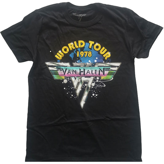 VAN HALEN UNISEX T-SHIRT: WORLD TOUR '78 FULL COLOUR